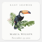 トロピカルレインフォレストのトウコンの葉のベイビーシャワー スクエアシール (正面)