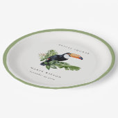 トロピカルレインフォレストトゥーカンサンゴブライダルシャワー ペーパープレート (アングル)