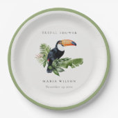 トロピカルレインフォレストトゥーカンサンゴブライダルシャワー ペーパープレート (正面)