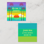 トロピカルレインボーカラフル海サンセットバケーション スクエア名刺 (正面/裏面)