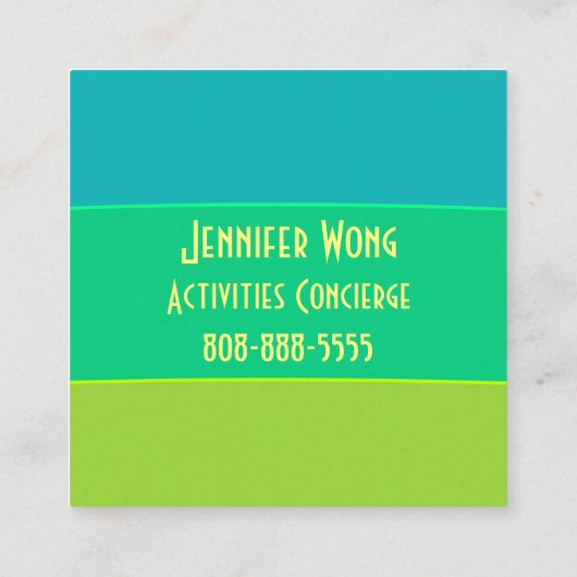 トロピカルレインボーカラフル海サンセットバケーション スクエア名刺 (裏面)