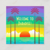 トロピカルレインボーカラフル海サンセットバケーション スクエア名刺 (正面)