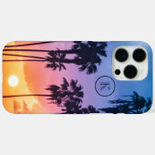 トロピカルレインボーカラーパームツリーサンセットモノグラム Case-Mate iPhoneケース (裏面 (横))