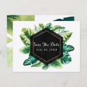 トロピカルレインforestアイランドの葉 Save the Date 案内ポストカード (正面/裏面)