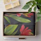 トロピカルレッドイエローフローライラストレーション 薄葉紙 (ギフト)