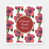 トロピカルレッドハイビスカスの花 ブライダルシャワー スタンダードランチョンナプキン (正面)