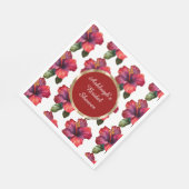 トロピカルレッドハイビスカスの花 ブライダルシャワー スタンダードランチョンナプキン (角)