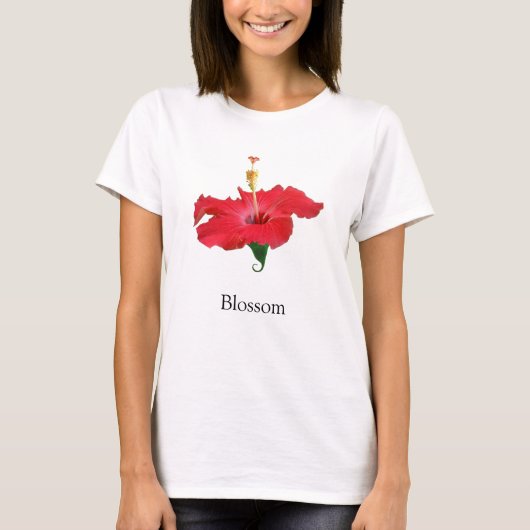 トロピカルレッドハイビスカスの花 Tシャツ (正面)