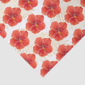 トロピカルレッドハイビスカスフラワーズ&金ゴールドパーム葉 薄葉紙 (詳細)