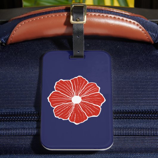トロピカルレッドフラワーの荷物タグ ラゲッジタグ (正面インサイチュ2)