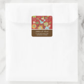 トロピカルレッドフローラガーデン夏結婚のステッカー スクエアシール (バッグ)