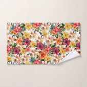 トロピカルレッドホワイトイエローオレンジハイビスカスフローラ バスタオルセット (ハンドタオル)