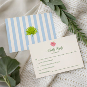 トロピカルレトロコーストウェディング招待状 出欠カード