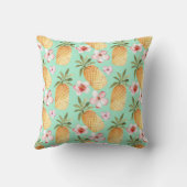 トロピカルレトロプリントをミントの背景 クッション (裏面)