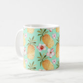 トロピカルレトロプリントをミントの背景 コーヒーマグカップ (正面左)