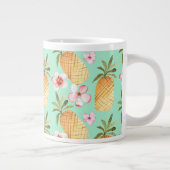 トロピカルレトロプリントをミントの背景 ジャンボコーヒーマグカップ (右)