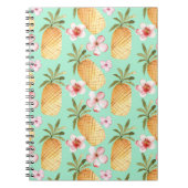 トロピカルレトロプリントをミントの背景 ノートブック (正面)