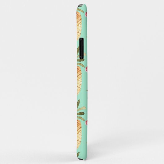 トロピカルレトロプリントをミントの背景 Case-Mate iPhoneケース (裏面/右)