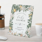 トロピカルレモンシトラス赤ちゃんシャワー水彩エンドウ 台座サイン (インサイチュ)