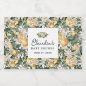 トロピカルレモンシトラス赤ちゃんシャワー水色 リキュールボトルラベル (シングルラベル)