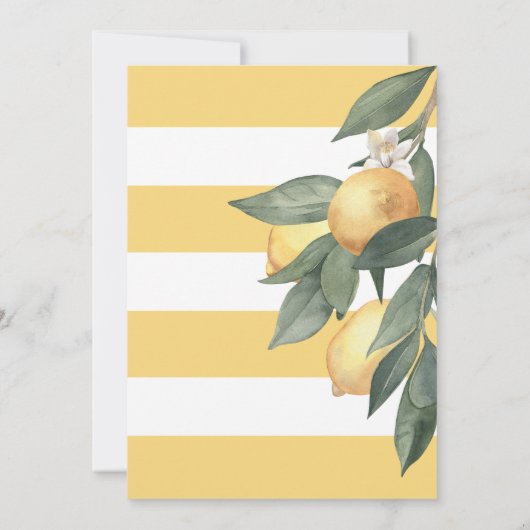 トロピカルレモンシトラス赤ちゃんシャワー水色 招待状 (裏面)