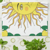 トロピカルレモンフルーツ、サン顔。 キッチンタオル (折り畳み)