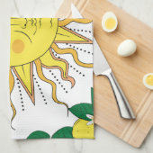 トロピカルレモンフルーツ、サン顔。 キッチンタオル (四つ折り)