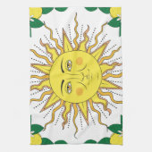 トロピカルレモンフルーツ、サン顔。 キッチンタオル (縦)