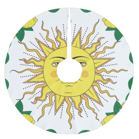 トロピカルレモンフルーツ、サン顔。 ブラッシュドポリエステルツリースカート (正面)