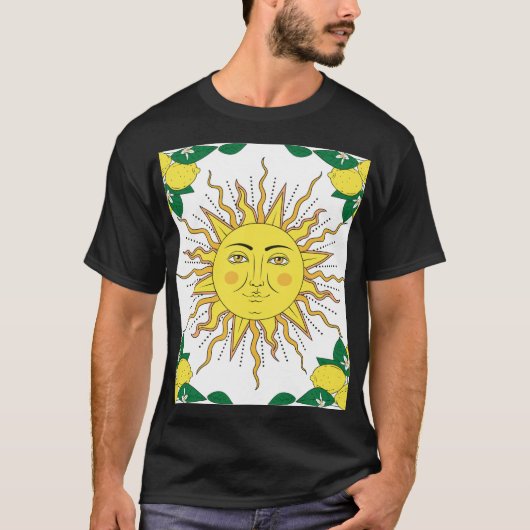 トロピカルレモンフルーツ、サン顔。 Tシャツ (正面)