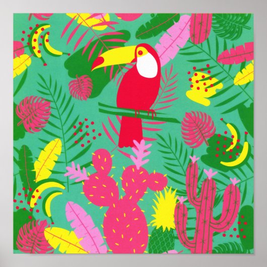 トロピカルワイルドジャングルパラダイストゥーカンウォーター色 ポスター (正面)