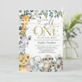 トロピカルワイルドワンサファリ動物ボーイベビーシャワー 招待状 (スタンド正面)