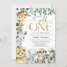 トロピカルワイルドワンサファリ動物ボーイベビーシャワー 招待状