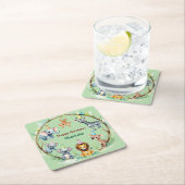 トロピカルワイルドワンジャングルサファリアニマルズ誕生日 スクエアペーパーコースター (インサイチュ)