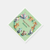 トロピカルワイルドワンジャングルサファリアニマルズ誕生日 スタンダードカクテルナプキン (角)