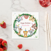 トロピカルワイルドワンジャングルサファリアニマルズ誕生日 スタンダードカクテルナプキン (インサイチュ)