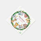 トロピカルワイルドワンジャングルサファリアニマルズ誕生日 スタンダードカクテルナプキン (角)