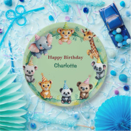 トロピカルワイルドワンジャングルサファリアニマルズ誕生日 ペーパープレート