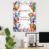 トロピカルワイルドワンジャングルサファリアニマルズ誕生日 ポスター (ホームオフィス)