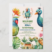 トロピカルワイルドワンジャングルサファリアニマルズ誕生日 招待状 (正面)