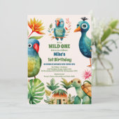 トロピカルワイルドワンジャングルサファリアニマルズ誕生日 招待状 (スタンド正面)