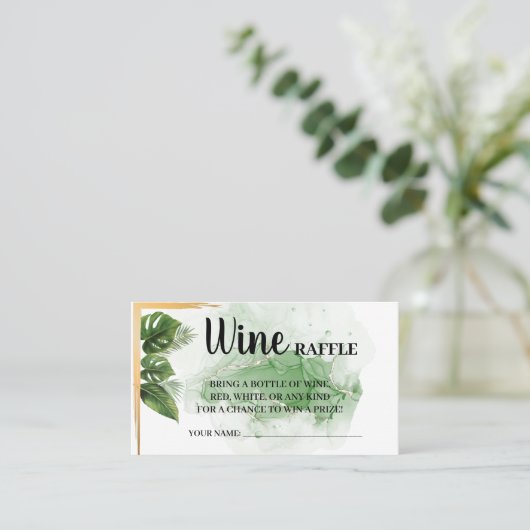 トロピカルワインラッフルチケットブライダルシャワーカード プレイスカード (スタンド正面)