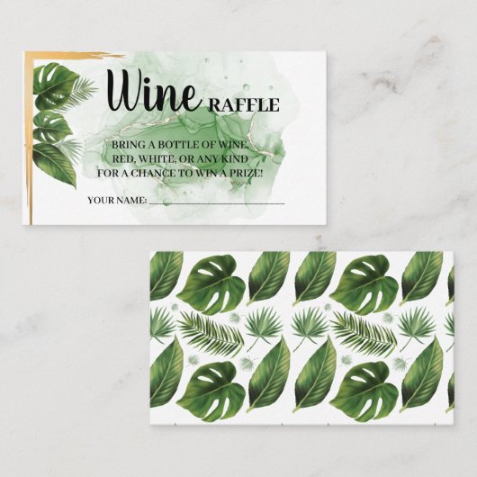 トロピカルワインラッフルチケットブライダルシャワーカード プレイスカード (正面/裏面)
