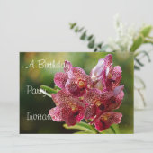 トロピカルヴァンダオーキッドクラスター誕生日招待状 招待状 (スタンド正面)