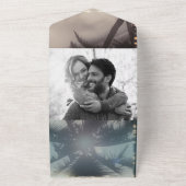 トロピカルヴィンテージスパークルビーチパーム結婚ツリー オールインワン招待状 (外側)