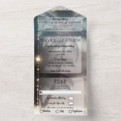 トロピカルヴィンテージスパークルビーチパーム結婚ツリー オールインワン招待状 (内側)