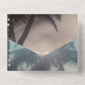 トロピカルヴィンテージスパークルビーチパーム結婚ツリー オールインワン招待状 (裏面)