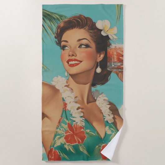 トロピカルヴィンテージパラダイスビベス ビーチタオル (正面)