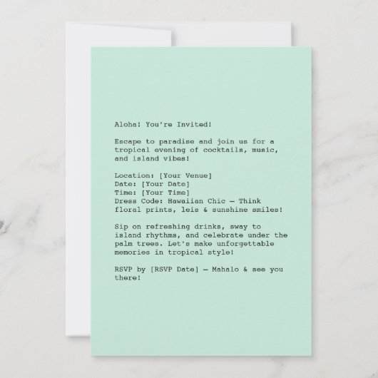 トロピカルヴィンテージパラダイスビベス 招待状 (裏面)