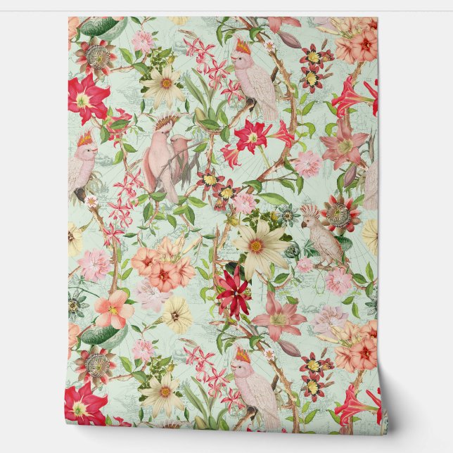 トロピカルヴィンテージパロツガーデンチノワセリー 壁紙 (ほどく)